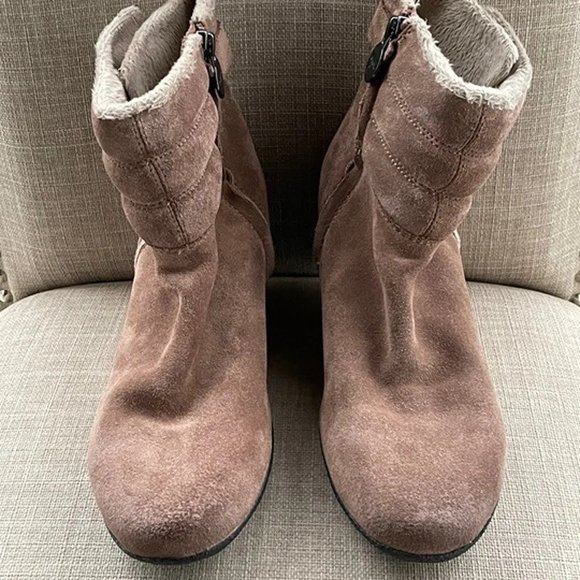 GEOX Women Boots Wedge Shoes Tan Suede Leather Upper W/ Fur Inside Size 39 8.5US - Picture 5 of 11